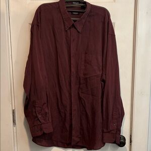 Van Heusen Dark Red Casual Button-Down Shirt 18-18 1/2